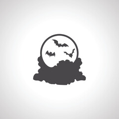 Bats and moon icon. Bat icon