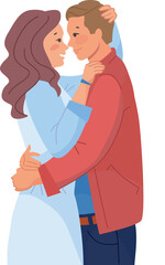 Love illustration. Happy couple hugging and cuddling together
