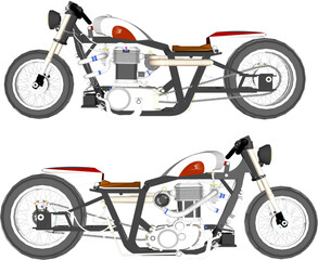 Vector sketch illustration of classic old retro racing bike design for racer collection stash