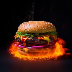 Hot hamburger fluorescence flames