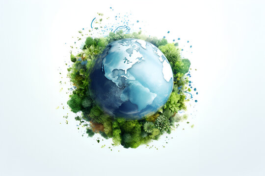 Invest in our planet. Earth day concept background. Ecology concept on white background. Generative AI