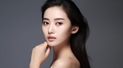 Asian model, beautiful woman pose for facial banner - obrazy, fototapety, plakaty