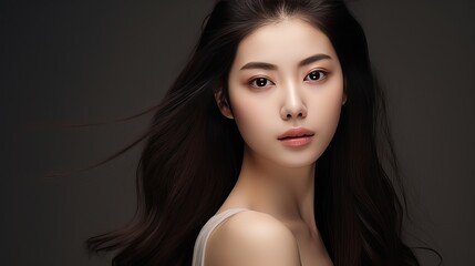 Fototapeta premium Asian model, beautiful woman pose for facial banner