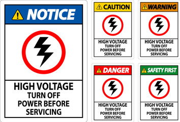 Danger Sign High Voltage - Turn Off Power Before Servicing