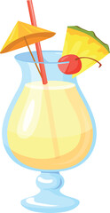 Pina colada glass cartoon icon. Cocktail drink