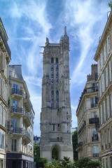 Paris, typical buildings, with the Saint-Jacques tower in the historical center
