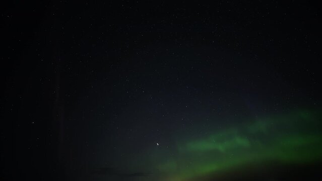 Aurora Borealis and Steve phenomenon dancing in the night sky. Timelapse. 