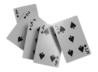 Poker playing card spade isolated on white, clipping path