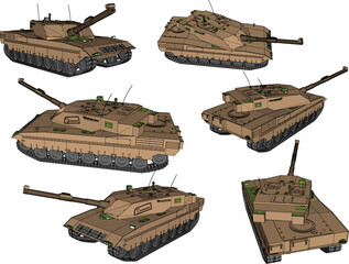 Vector sketch illustration of combat vehicle design for battlefield © nur