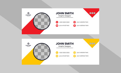 Modern And Minimal Style Email Signature Design Template In Vector.