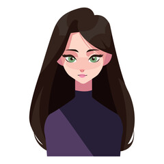 young woman long hair icon