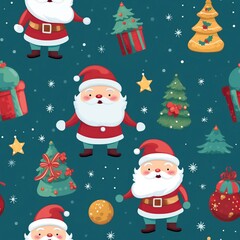 Santa Claus decoration, seamless pattern. AI Generated.
