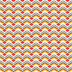 Ethnic seamless pattern. Freehand zigzag stripes print. Boho chic background. Tribal wallpaper. Brush wavy lines. Handdrawn geometric ornament. Chevron backdrop. Indigenous image. Vector art work.