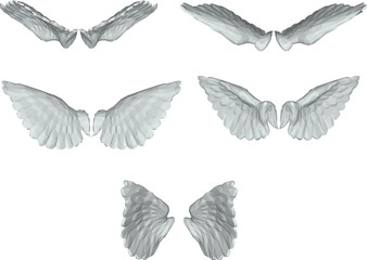 Vector sketch illustration of little angel wings in flight
