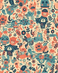 Naklejka premium Abstract decoration, seamless pattern. AI Generated.