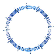 treble clef and notes music round frame