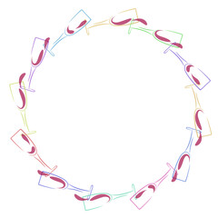 art drawn glass with red wine round frame design