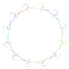 art drawn line glass  round frame design