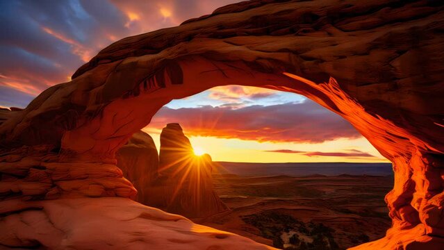 Utah, delicate arch, red rock, stunning Scenic World Video Landscapes Timelapse, Generative AI