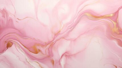 Pink Marble Dreams, Gold-Lined Abstraction in a Shiny, Romantic Wallpaper, Texture - Generative AI
