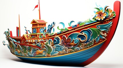 Traditional Thai boat on the beach Generate AI