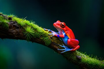 Poison frog on a tree branch