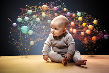 Science and medicine concept. Toddler, child brain and mind development abstract illustration. Generative AI