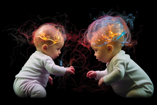 Science and medicine concept. Toddler, child brain and mind development abstract illustration. Generative AI