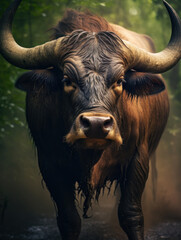 Naklejka premium Bull in its Natural Habitat, Wildlife Photography, Generative AI