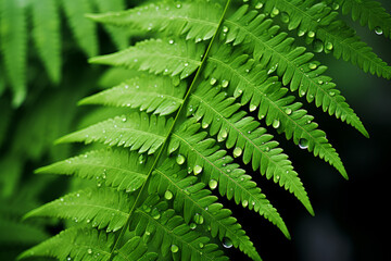 Detail view of fern leaves in the rainforest