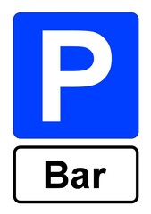 Illustration eines blauen Parkplatzschildes mit der Aufschrift 