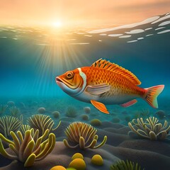 Cute Alient Fish in Sea Swimming