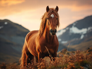 Obraz premium Horse in its Natural Habitat, Wildlife Photography, Generative AI
