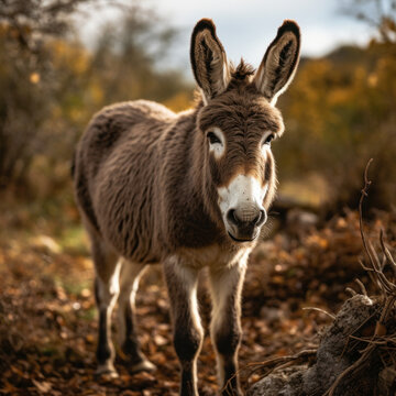 Donkey in its Natural Habitat, Wildlife Photography, Generative AI