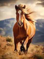 Obraz premium Horse in its Natural Habitat, Wildlife Photography, Generative AI