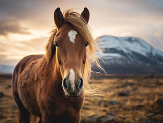 Fototapeta premium Horse in its Natural Habitat, Wildlife Photography, Generative AI