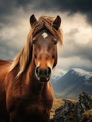 Fototapeta premium Horse in its Natural Habitat, Wildlife Photography, Generative AI