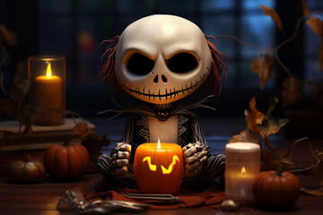 Jack the skeleton preparing for Halloween