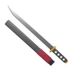 Samurai Sword 3D Icon Pack set for banner and UX/UI design