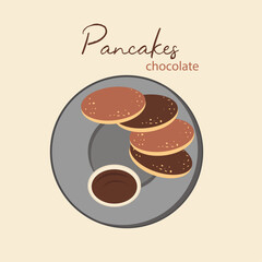  Illustration with  Chocolate Pancakes and Cream