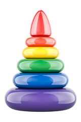 Stacking Rings Toy, Toy Pyramid. 3D rendering isolated on transparent background