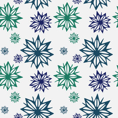 Seamless pattern of winter snowflakes on a white background