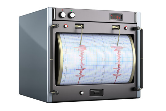 Seismograph, seismometer. 3D rendering isolated on transparent background