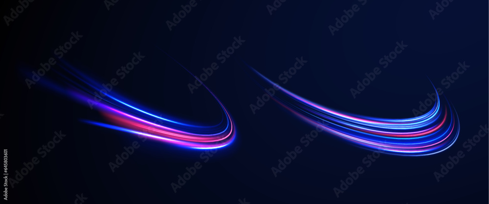 Poster light arc in neon colors, in the form of a turn and a zigzag. big set of light neon lines in the for
