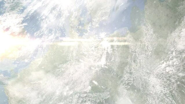 Zoom in from space and focus on Falkensee, Germany. 3D Animation. Background for travel intro. Elements of this image furnished by NASA	