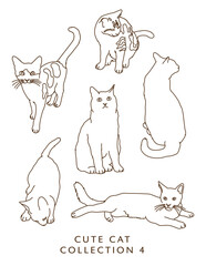 Cute Cat Illustration Outlines! Collection 4