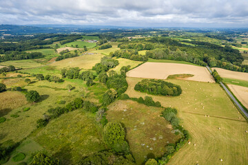 Panoramic view on nature around french village Benevent l Abbaye in Summer 2023