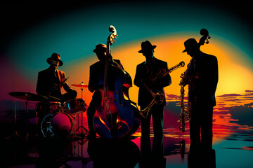 Silhouette of a jazz concert - 645804472