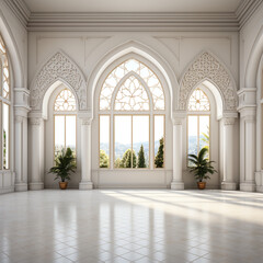 mosque interior, islamic architecture and room with window
