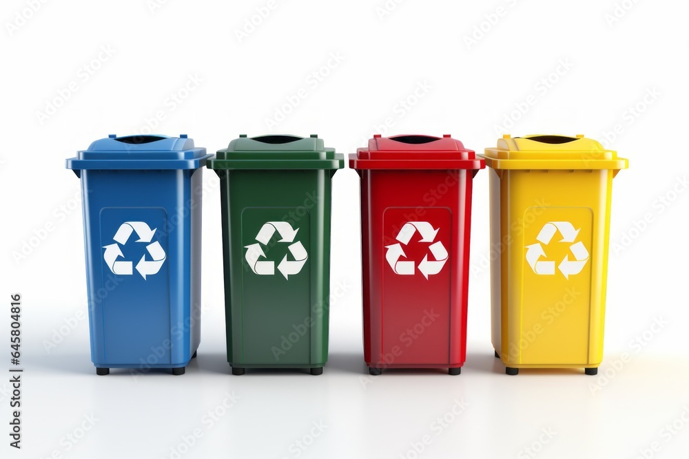 Poster garbage containers for waste sorting. background with selective focus and copy space